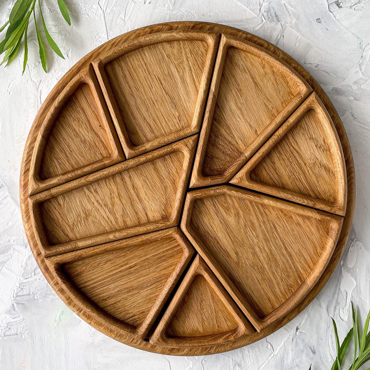 Plateau de service Puzzle - Bois de chêne avec compartiments amovibles 