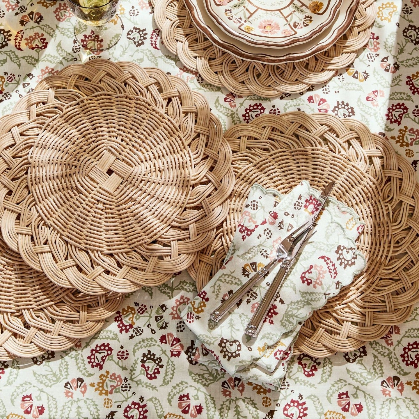 Set de table rond en rotin naturel fait main – Tapis de salle à manger antidérapant de style européen