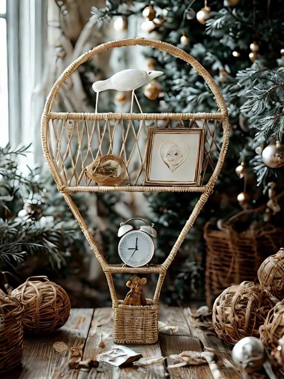 Nordic Style Woven Hot Air Balloon Wall Shelf