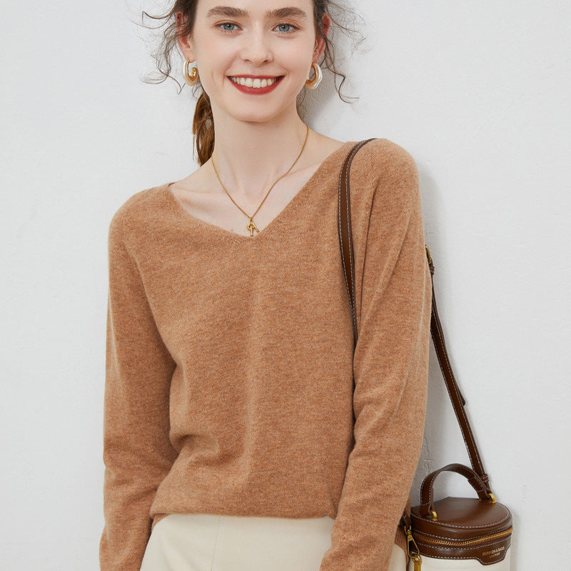 Women's Pure Wool V-Neck Sweater