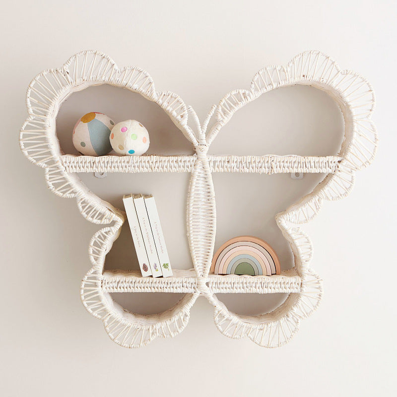 Butterfly Rattan Wall Shelf – Cute Woven Display Rack