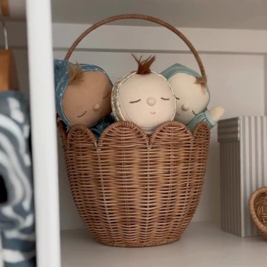 Nordic Woven Tulip Basket – Handwoven Picnic & Toy Bin