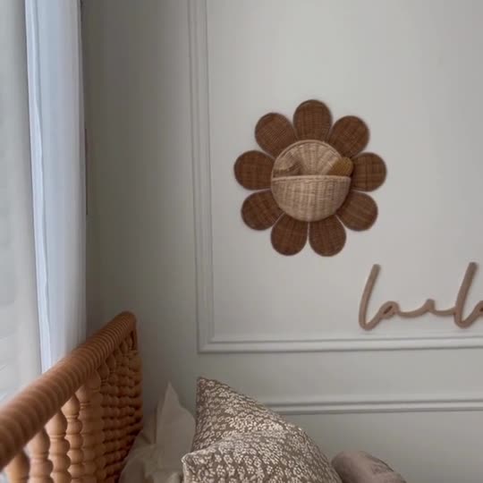 Nordic Sunflower Woven Wall Basket – Hanging Storage Decor
