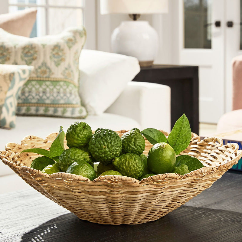 Nordic Handmade Natural Rattan Fruit Basket – Durable Home Storage Basket