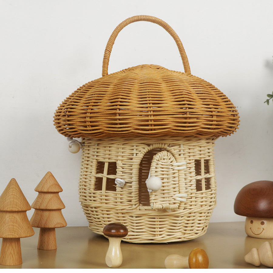 Paniers de rangement en rotin faits à la main, en forme de champignons et de glands