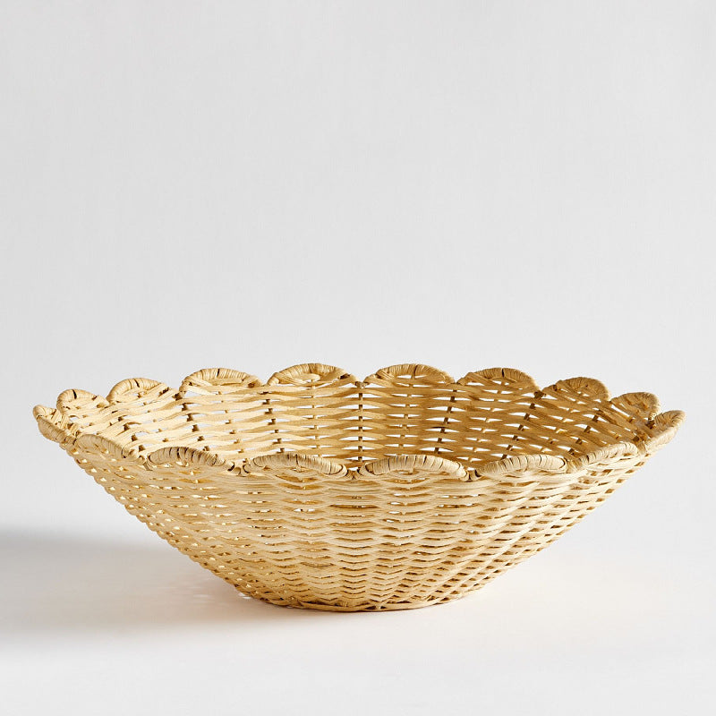 Nordic Handmade Natural Rattan Fruit Basket – Durable Home Storage Basket