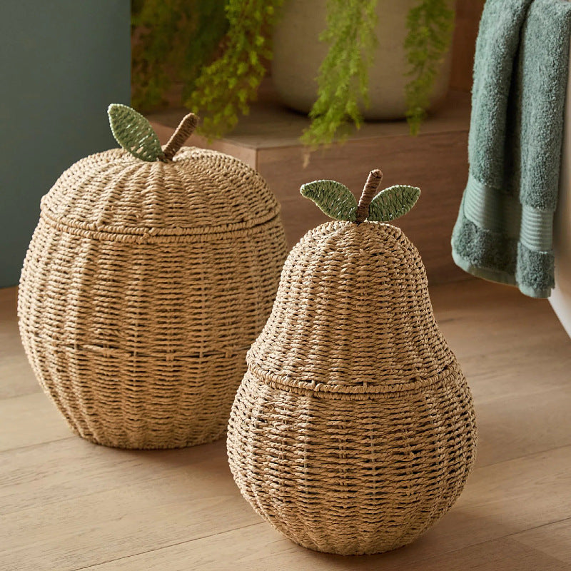Fruit Shaped Woven Basket – Apple and Pear Storage Box