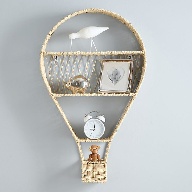 Nordic Style Woven Hot Air Balloon Wall Shelf