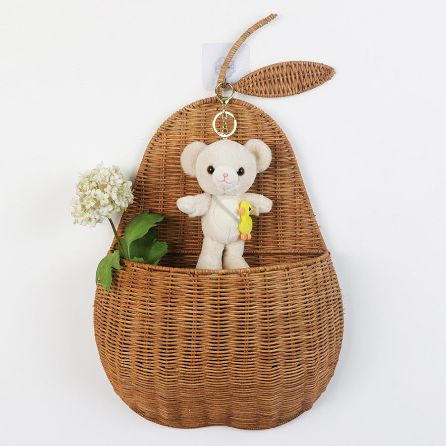 Handwoven Rattan Fruit Wall Basket – Apple & Pear Design