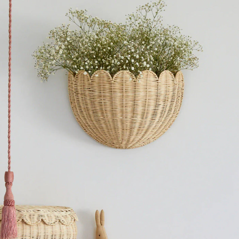 Handmade Rattan Wall Basket – Rustic Hanging Storage Decor