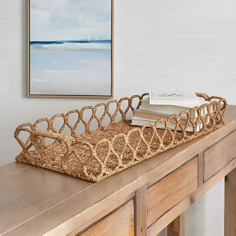 Seagrass Woven Storage Basket – Handmade Desktop Organizer for Home