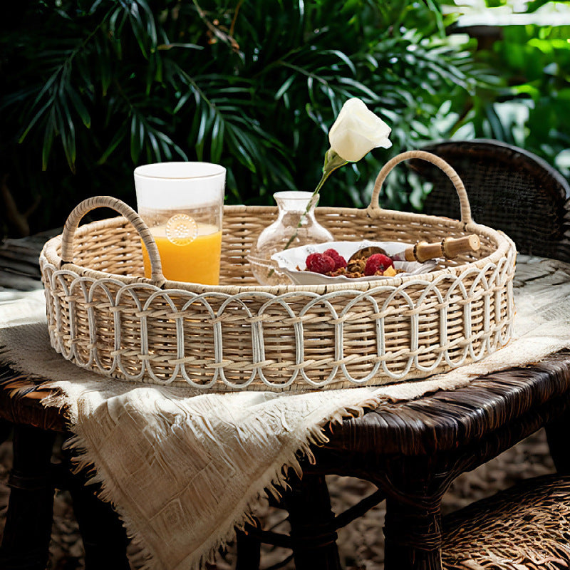 Hand-woven rattan storage basket - practical desktop storage box
