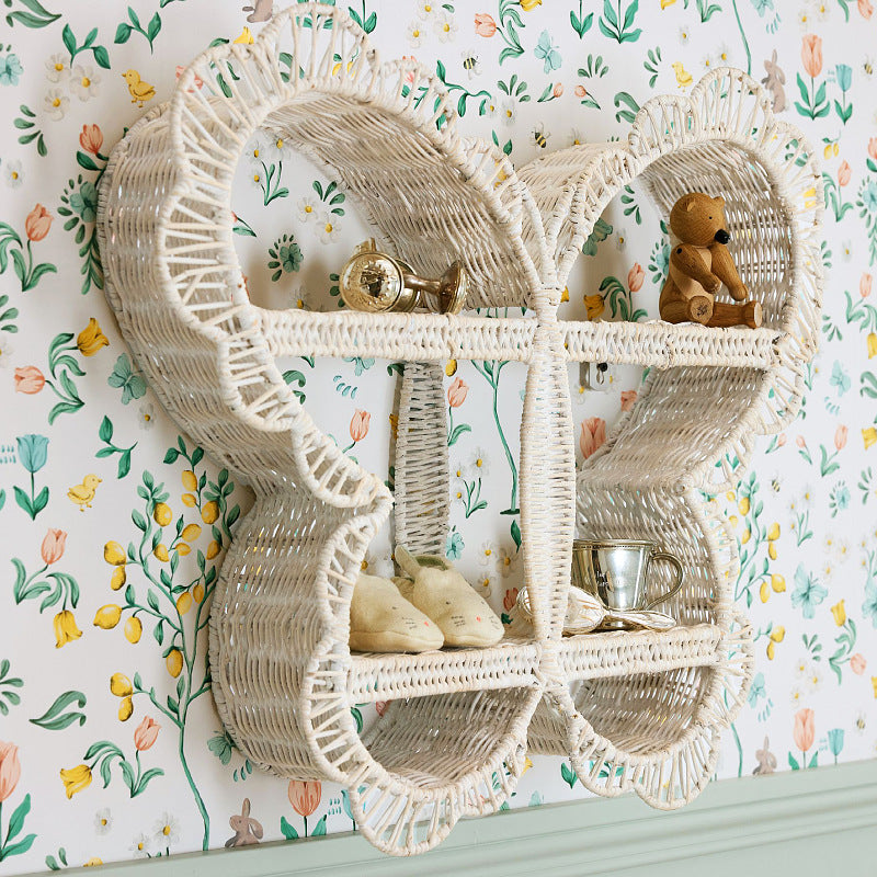Butterfly Rattan Wall Shelf – Cute Woven Display Rack