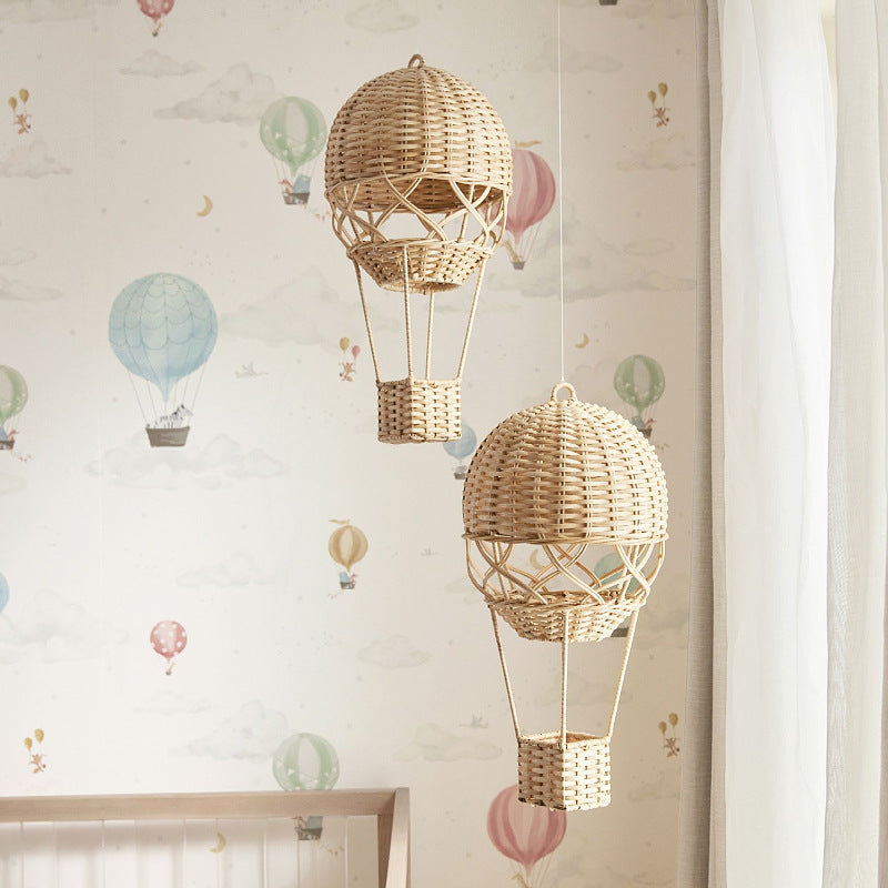 Woven Rattan Hot Air Balloon – Nordic Kids Room Wall Decor