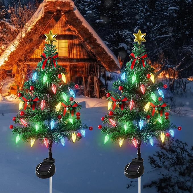 🎄 Solar Christmas Tree Light – Add Holiday Magic to Your Outdoors