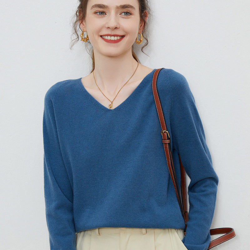 Women's Pure Wool V-Neck Sweater