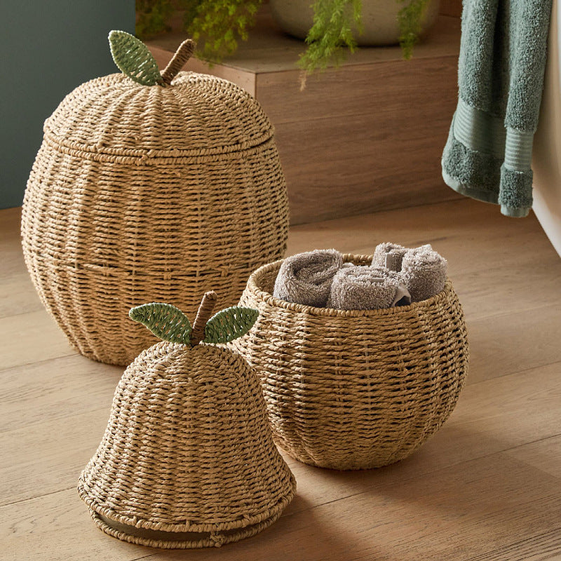 Fruit Shaped Woven Basket – Apple and Pear Storage Box