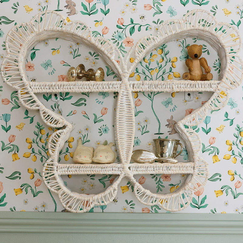 Butterfly Rattan Wall Shelf – Cute Woven Display Rack