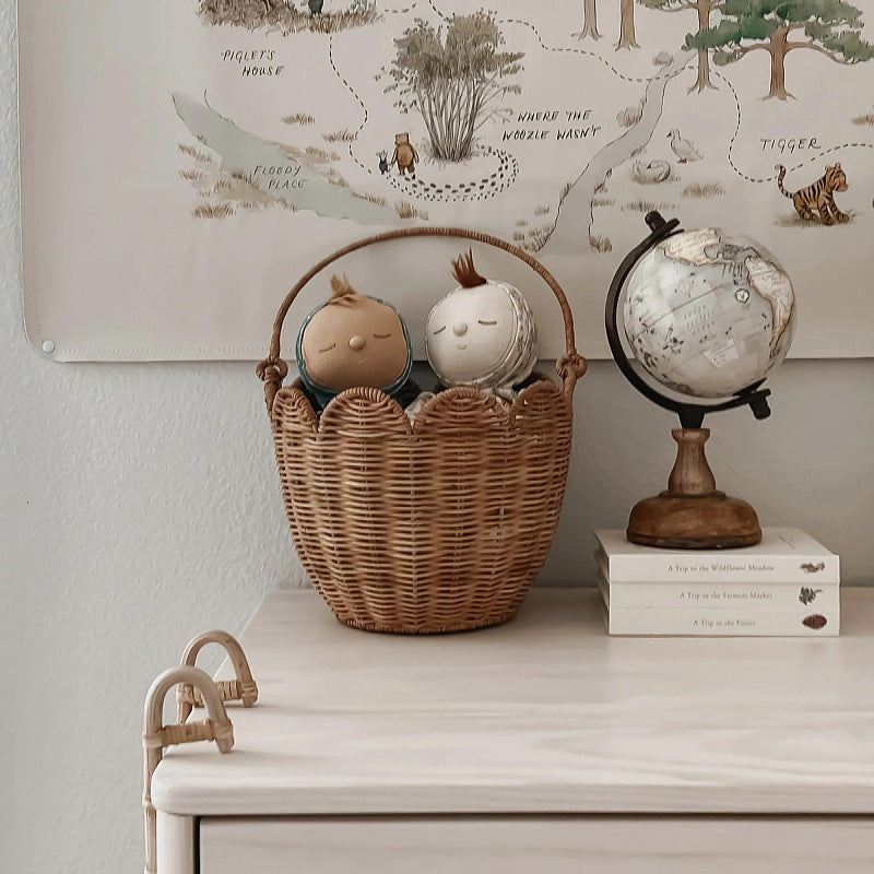 Nordic Woven Tulip Basket – Handwoven Picnic & Toy Bin