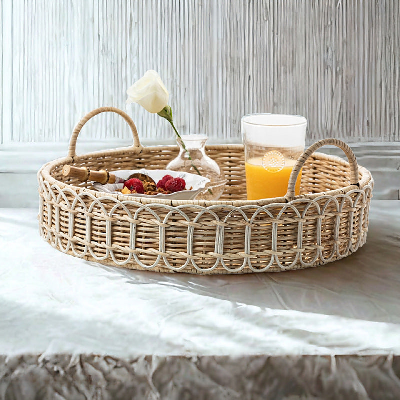 Hand-woven rattan storage basket - practical desktop storage box