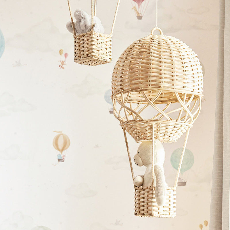 Woven Rattan Hot Air Balloon – Nordic Kids Room Wall Decor