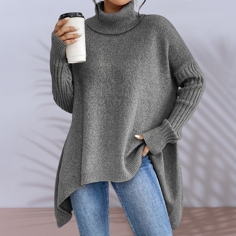 HIGH-NECK RELAXED KNITTED PULLOVER