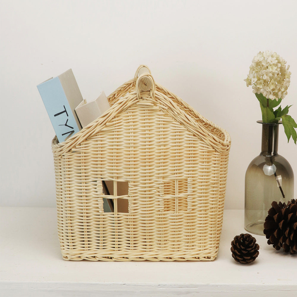 Nordic Rattan Storage Basket – Handwoven Toy Organizer