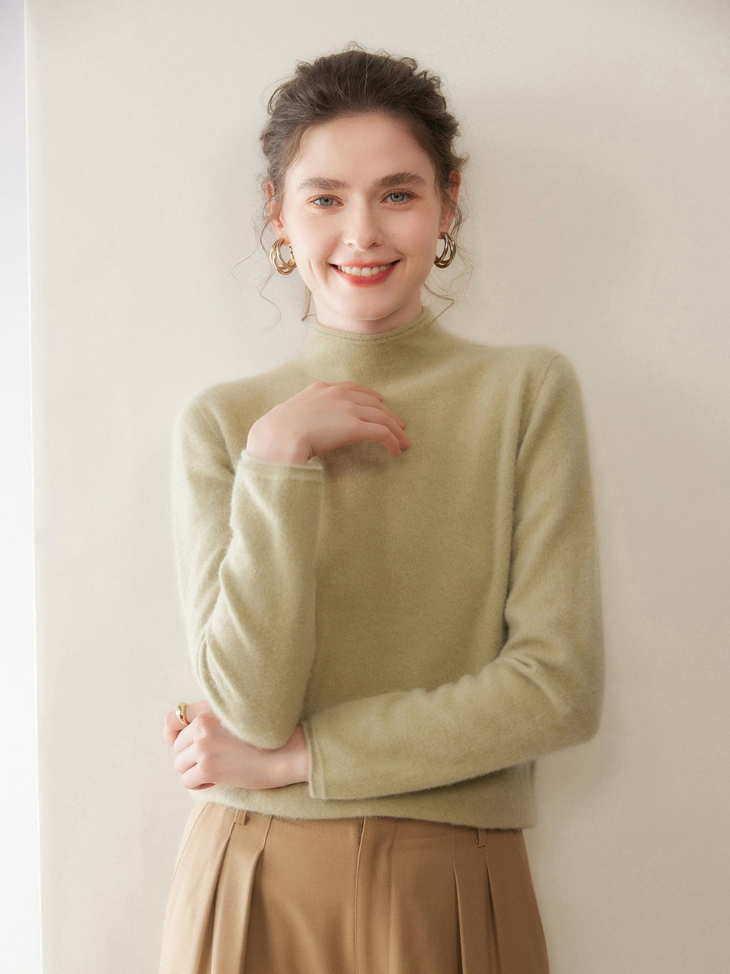 Premium Cashmere Sweater for Women – Knit, Half Turtleneck, Warm & Soft