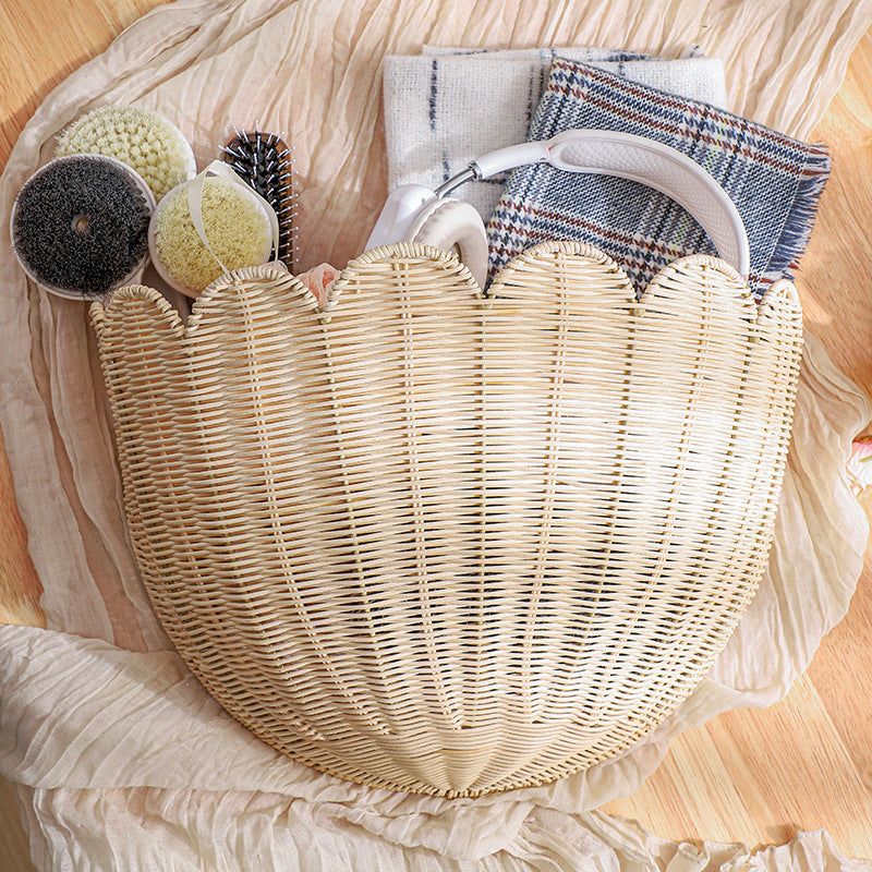 Handmade Rattan Wall Basket – Rustic Hanging Storage Decor