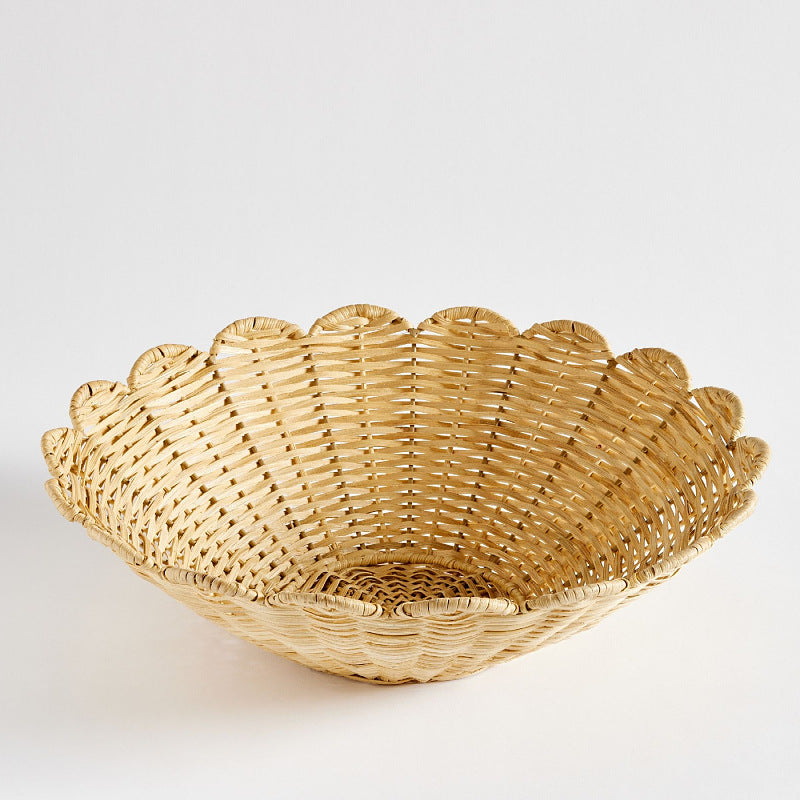 Nordic Handmade Natural Rattan Fruit Basket – Durable Home Storage Basket