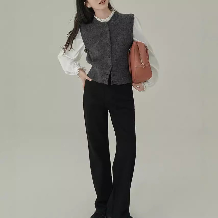 Wool Sleeveless Knit Vest – Minimalist Layering Essential