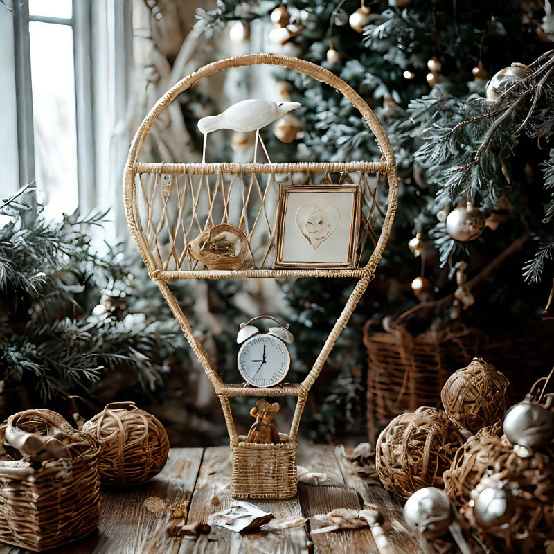 Nordic Style Woven Hot Air Balloon Wall Shelf