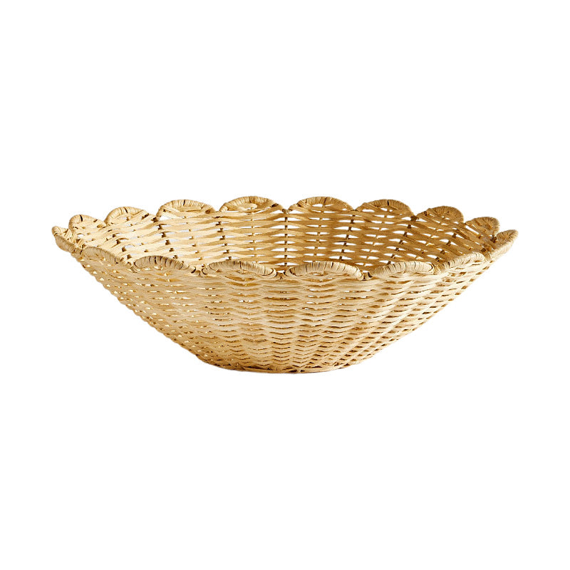 Nordic Handmade Natural Rattan Fruit Basket – Durable Home Storage Basket