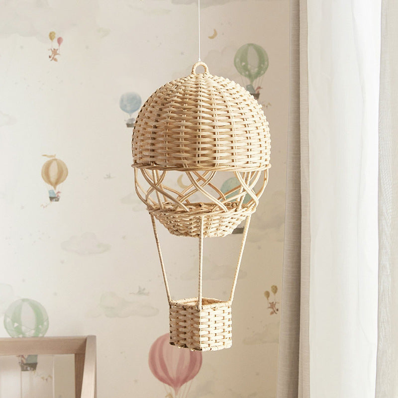 Woven Rattan Hot Air Balloon – Nordic Kids Room Wall Decor