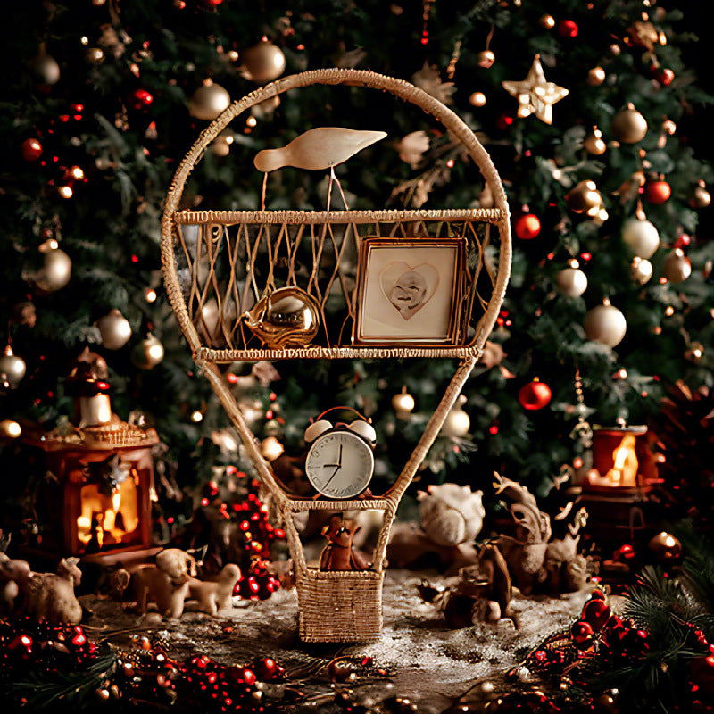 Nordic Style Woven Hot Air Balloon Wall Shelf
