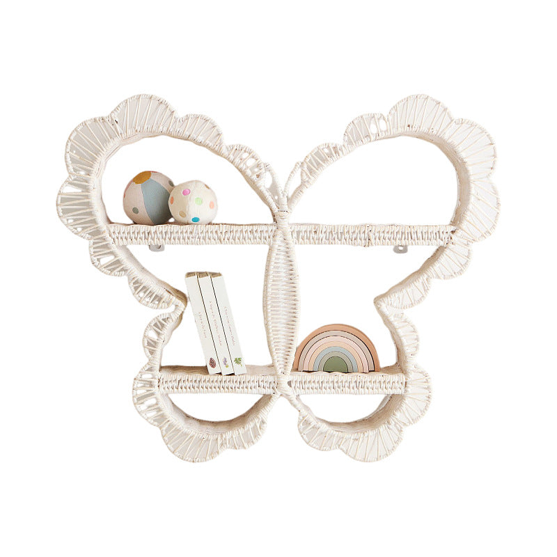 Butterfly Rattan Wall Shelf – Cute Woven Display Rack