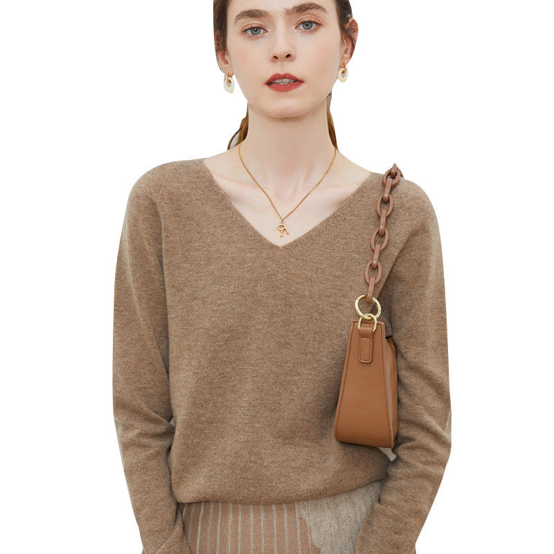 Women's Pure Wool V-Neck Sweater