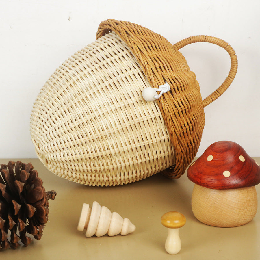 Paniers de rangement en rotin faits à la main, en forme de champignons et de glands