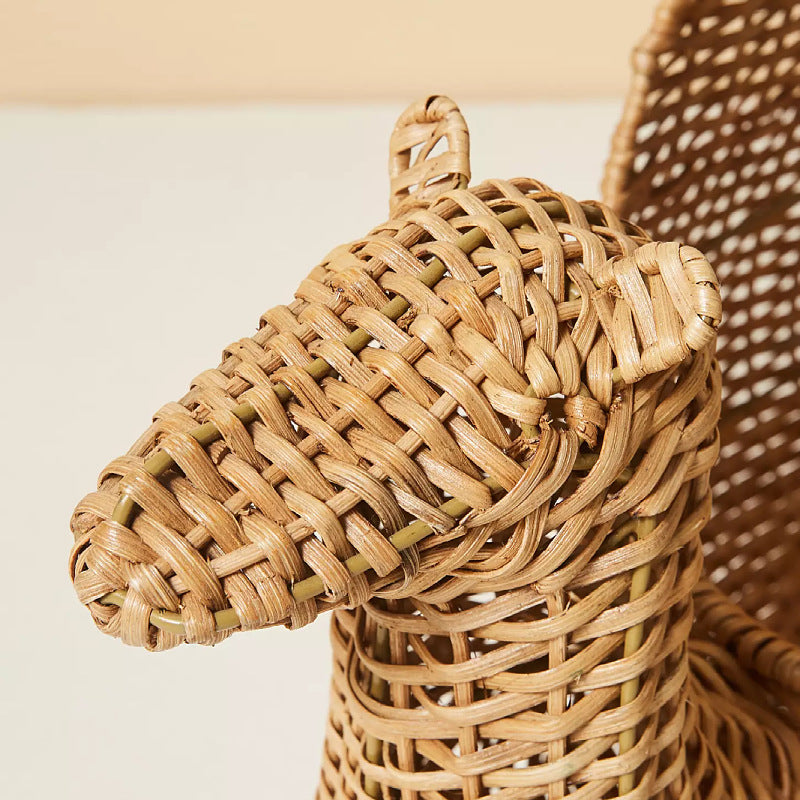 Handmade Nordic Rattan Camel Toy Storage Basket with Lid – Cute Animal Organizer