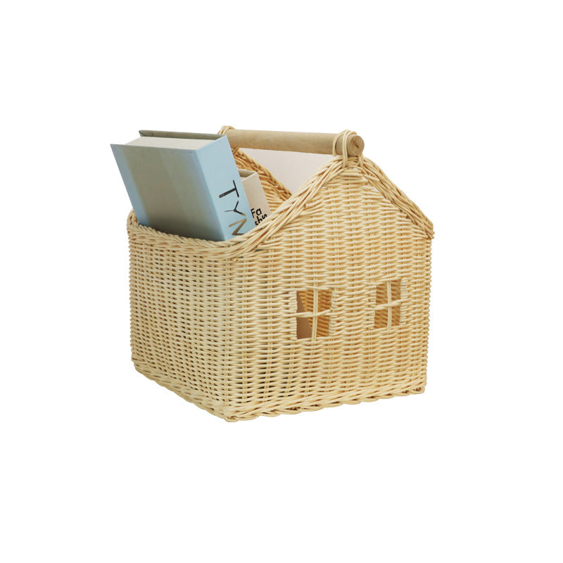 Nordic Rattan Storage Basket – Handwoven Toy Organizer