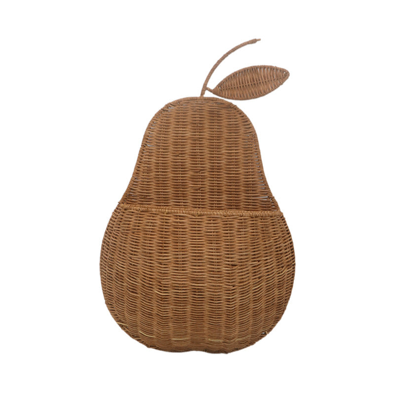Handwoven Rattan Fruit Wall Basket – Apple & Pear Design
