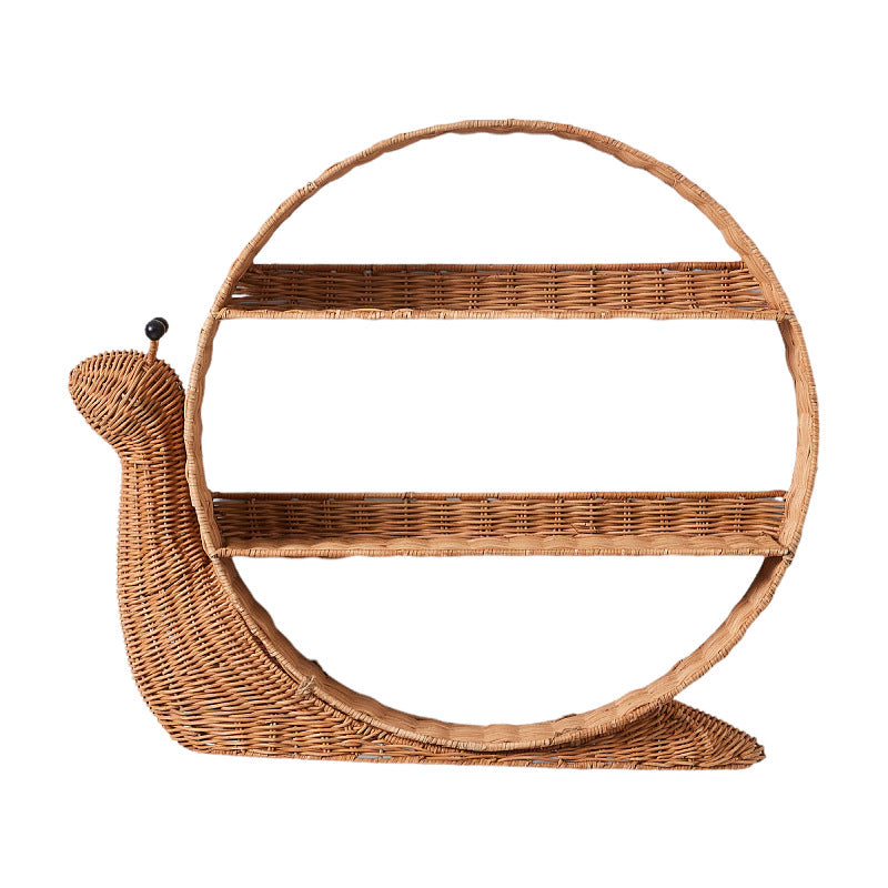 Étagère murale tissée en forme d'escargot – Étagère de rangement nordique en rotin