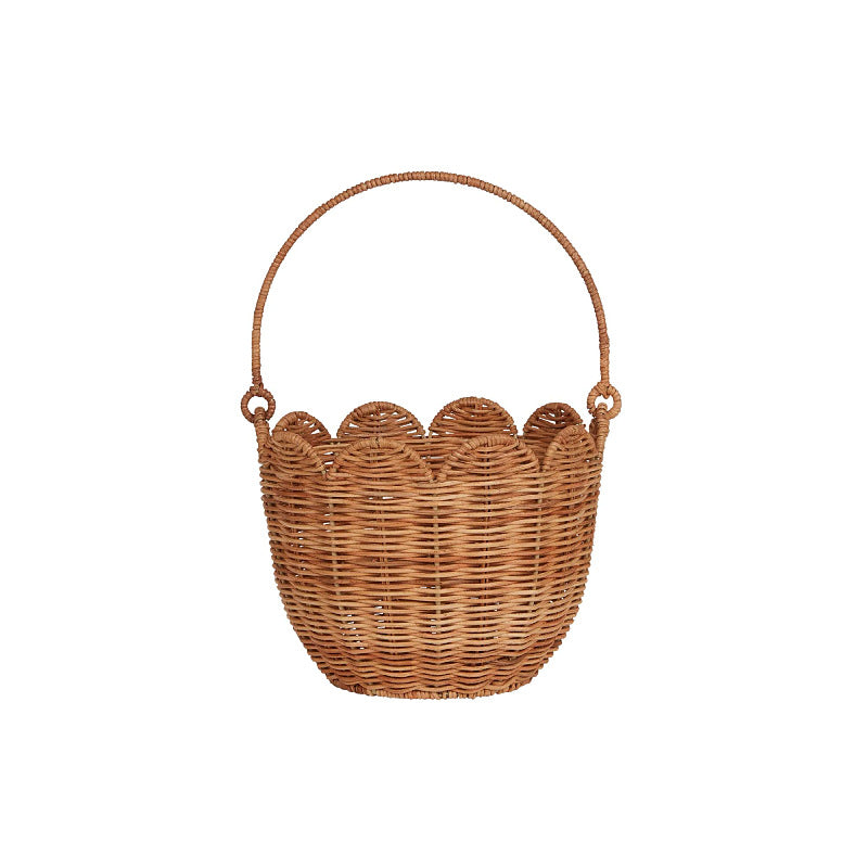 Nordic Woven Tulip Basket – Handwoven Picnic & Toy Bin
