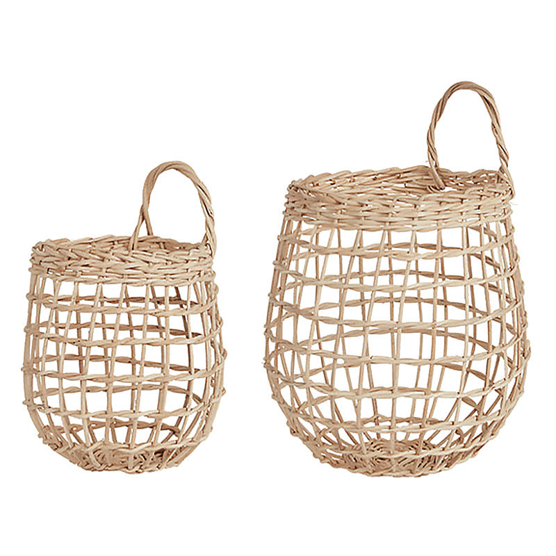 INS Woven Rattan Wall Basket – Hanging Storage for Kitchen