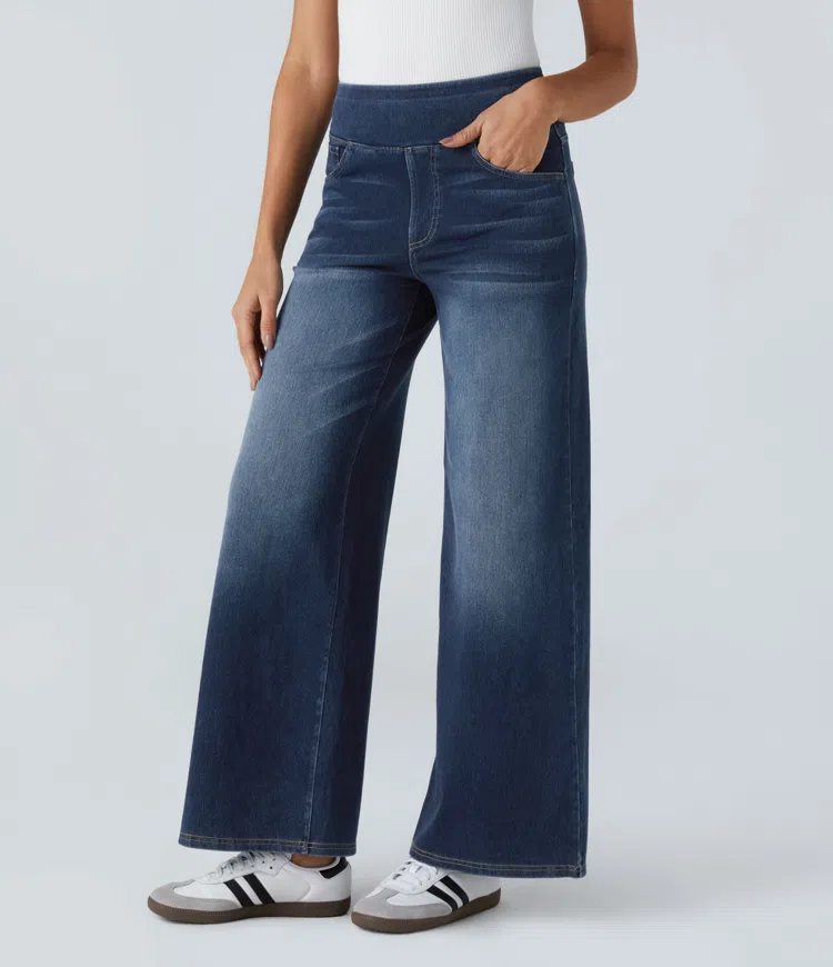 Jean large taille haute super extensible 