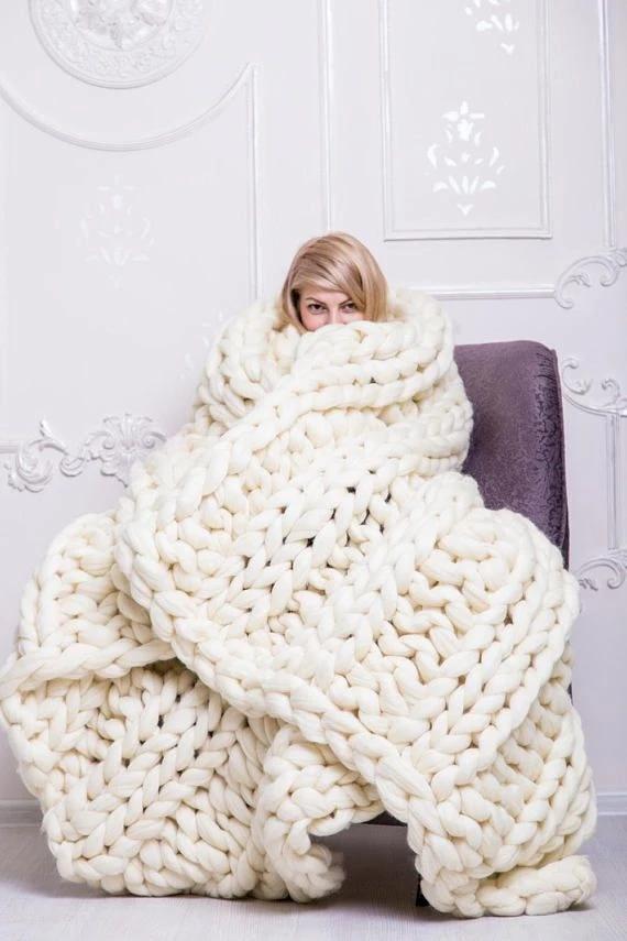 Couverture en tricot épais 