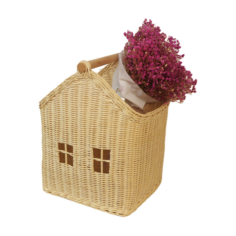 Nordic Rattan Storage Basket – Handwoven Toy Organizer