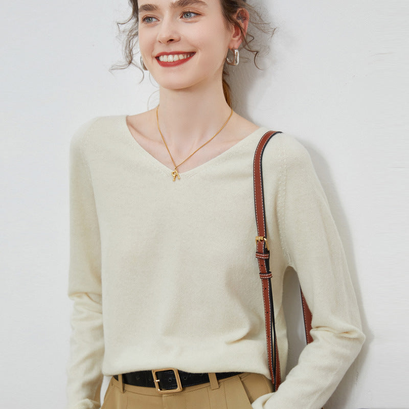 Women's Pure Wool V-Neck Sweater