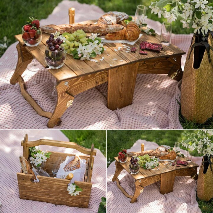 Table pliante pour panier de pique-nique - Couture manuelle à faire soi-même 
