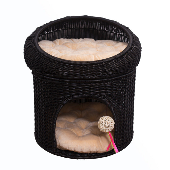 Breathable Woven Cat House – Handcrafted Summer Pet Bed